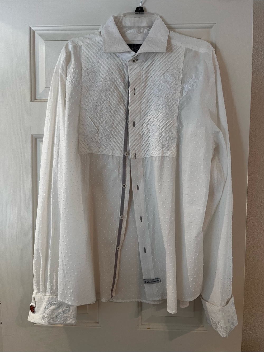 English Laundry White Textured Dress Shirt